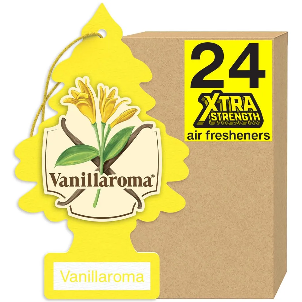 LITTLE TREES Air Fresheners Car Air Freshener. Xtra Strength Provides Long-Lasting Scent for Auto or Home. Extra Boost of Fragrance. Vanillaroma, 24 Air Fresheners