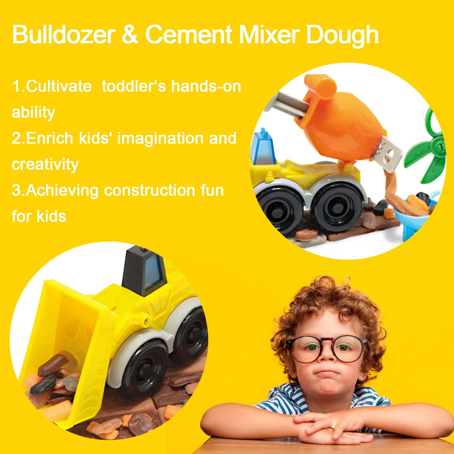Dough Tools for Kids, Dough Set Play Accessories Kit with Various Plastic Molds Roller Cutter Scissor, Best Toys Gift for Age 3+ (Construct)