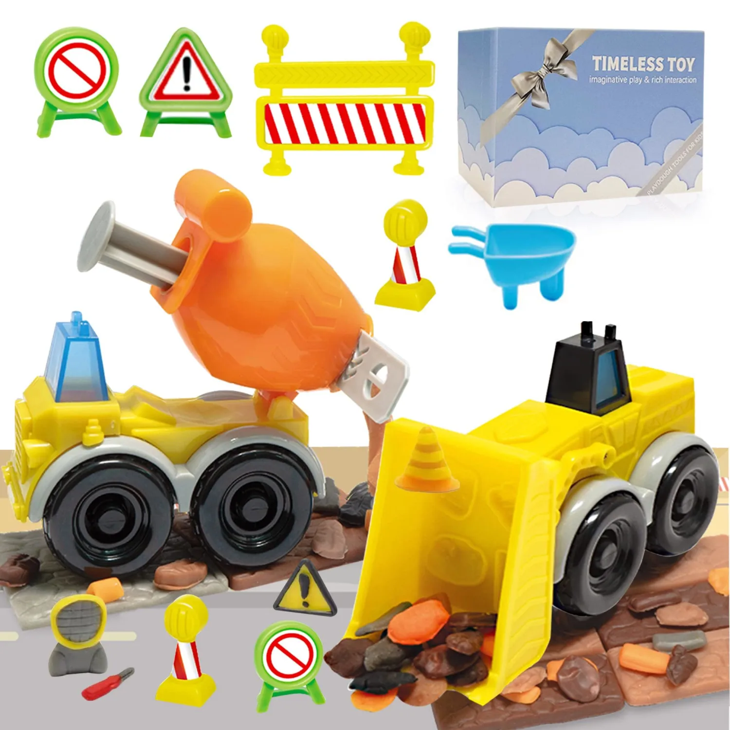 Dough Tools for Kids, Dough Set Play Accessories Kit with Various Plastic Molds Roller Cutter Scissor, Best Toys Gift for Age 3+ (Construct)