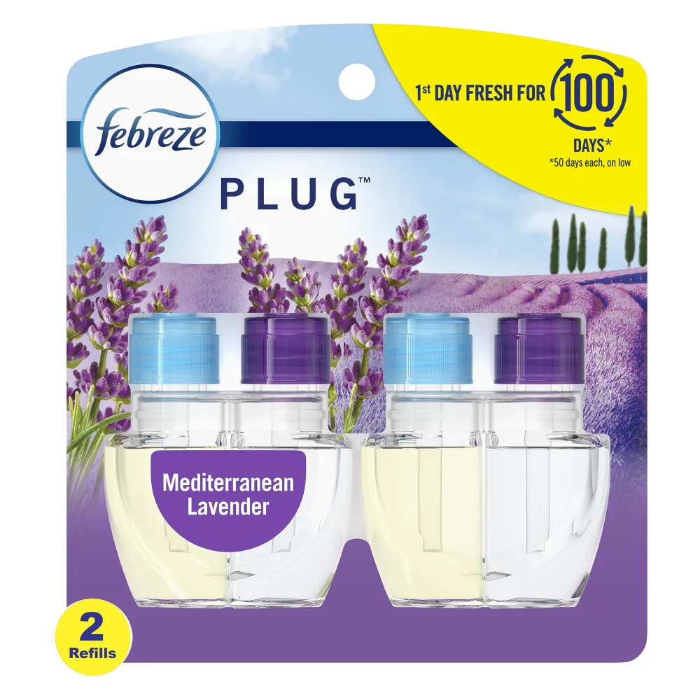 Febreze Odor-Fighting Fade Defy PLUG Air Freshener Refill, Mediterranean Lavender, (2) .87 fl. oz. Oil Refills