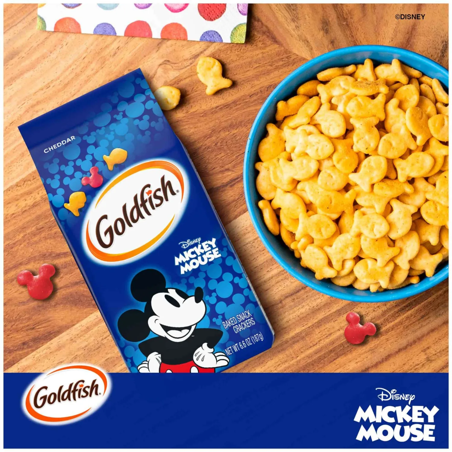 Goldfish Disney Mickey Mouse Cheddar Crackers, Snack Crackers, 6.6 oz bag
