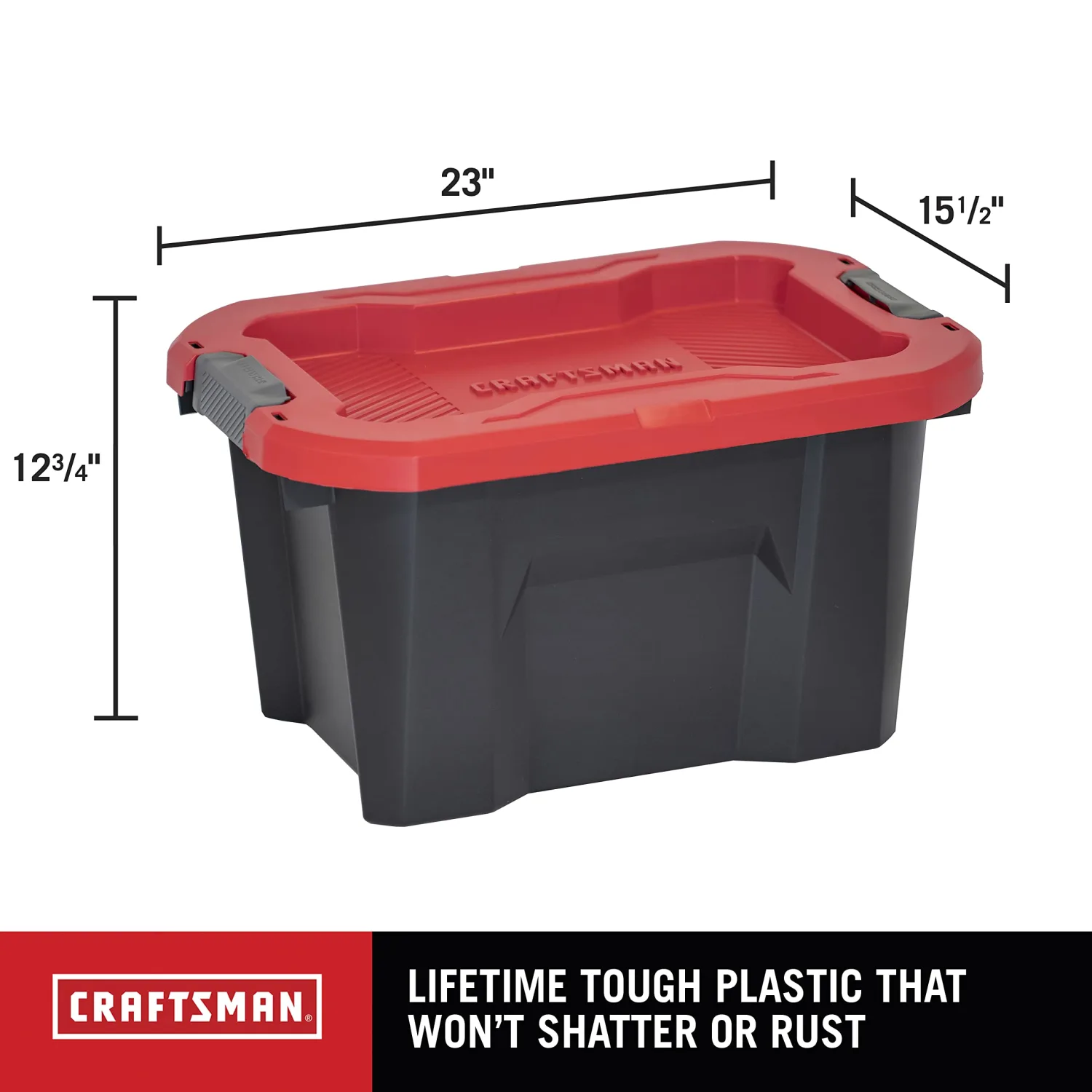 CX CRAFTSMAN, 10-Gallon Highly Durable Storage Bin & Dual Latching Lid, (12.7”H x 15.7”W x 22.7”D), Versatile Stacking Tote and Weather-Resistant Design, American Made [4 Pack]