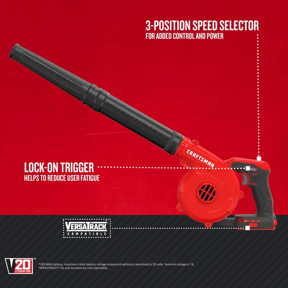CRAFTSMAN V20 Cordless Leaf Blower, 125 mph, Bare Tool Only (CMCBL0100B)