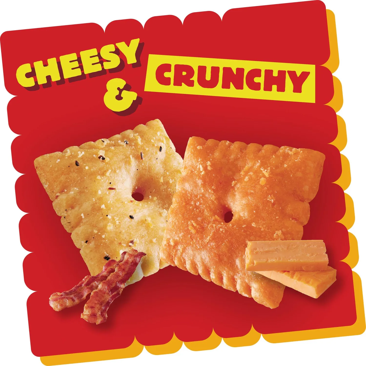 Cheez-It DUOZ Baked Snack Crackers, Lunch Snacks, Bacon and Cheddar, 12.4oz Box (1 Box)