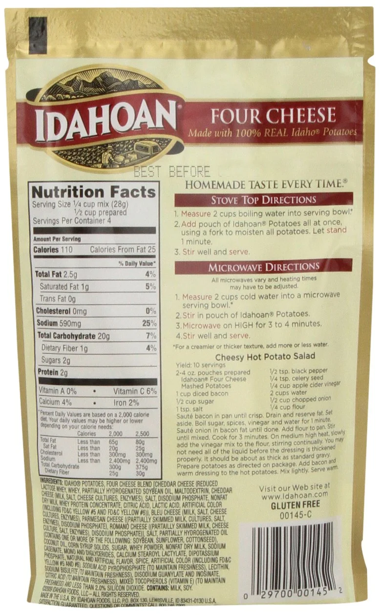 Idahoan Mashed Potatoes, Four Cheese, 4 oz