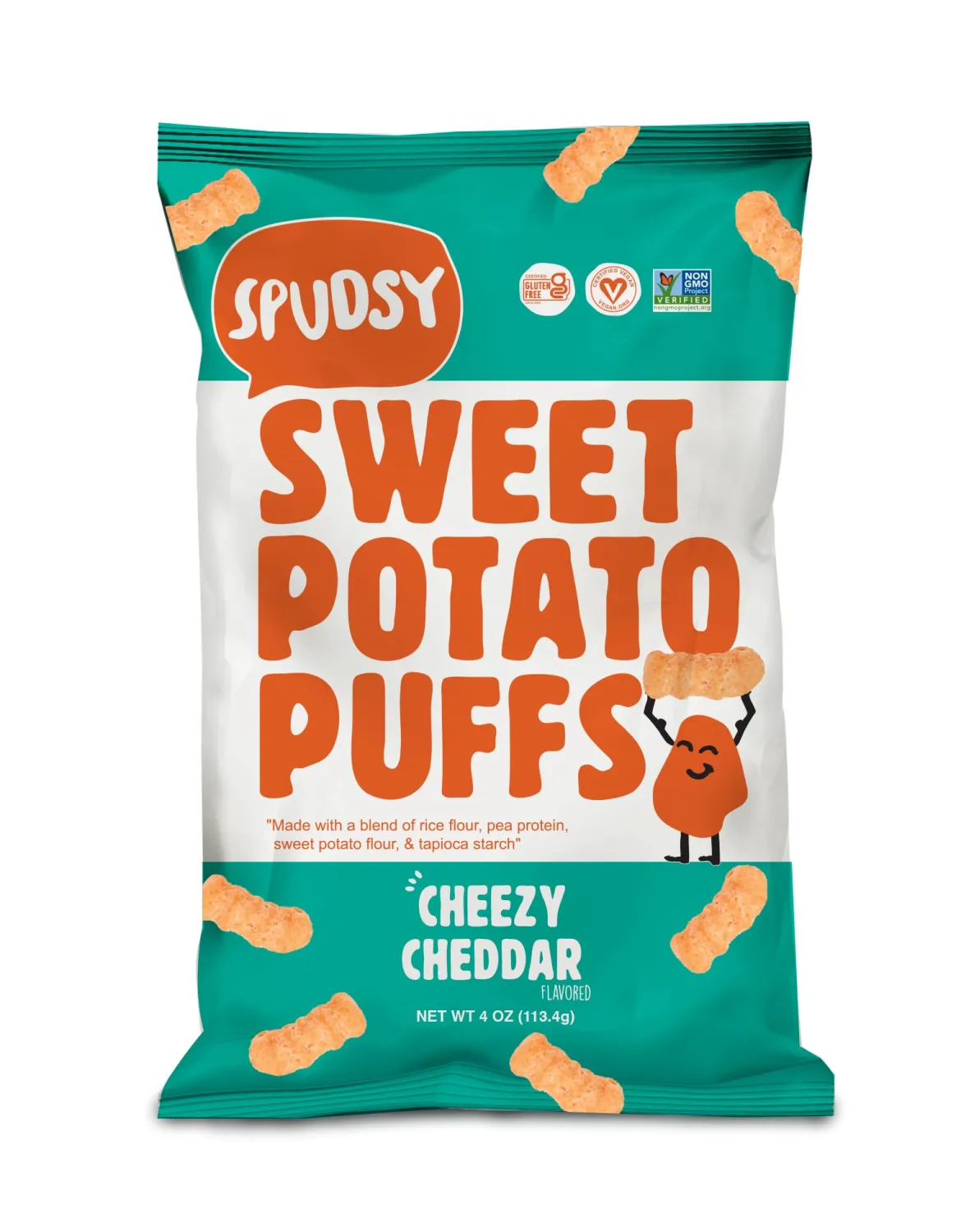 Spudsy Cheesy Cheddar Sweet Potato Puffs, 4 Oz