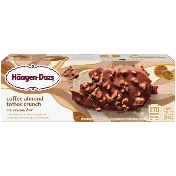 Haagen-Dazs, Coffee Almond Crunch Ice Cream Bar, 3.67 Oz. (12 Count)