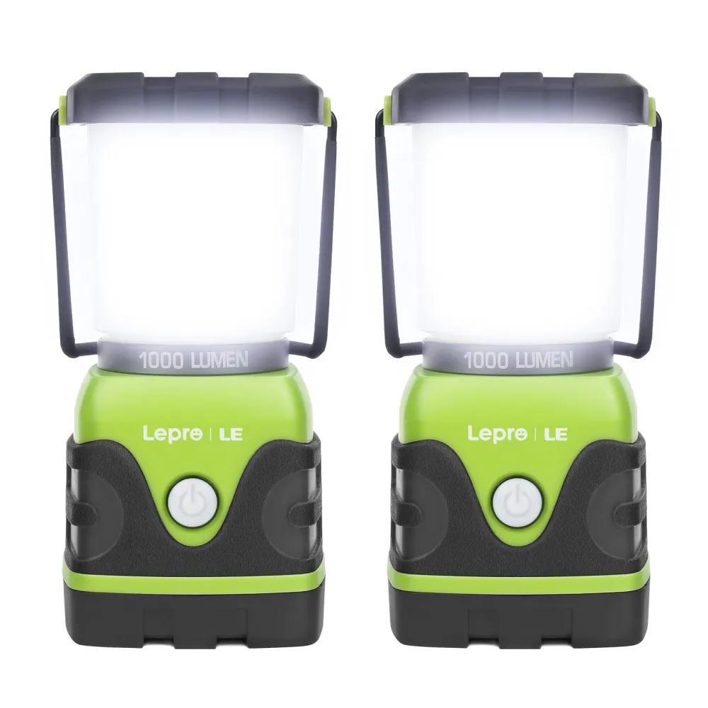 LE 1000LM Battery Powered LED Camping Lantern, Waterproof Tent Light with 4 Light Modes, Camping Essentials, Portable Lantern Flashlight for Camping, Emergency Light, Power Outages, Not Rechargeable