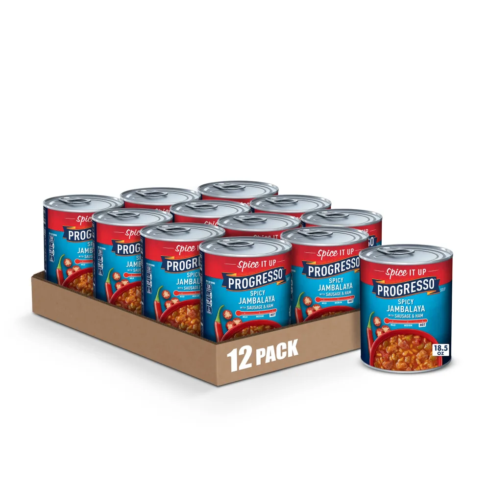 Progresso Spicy Jambalaya Soup With Sausage & Ham, 18.5 oz Can (Pack of 12)