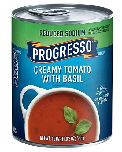 Progresso Reduced Sodium Creamy Tomato with Basil Soup 18.5 oz. (Pack of 2)