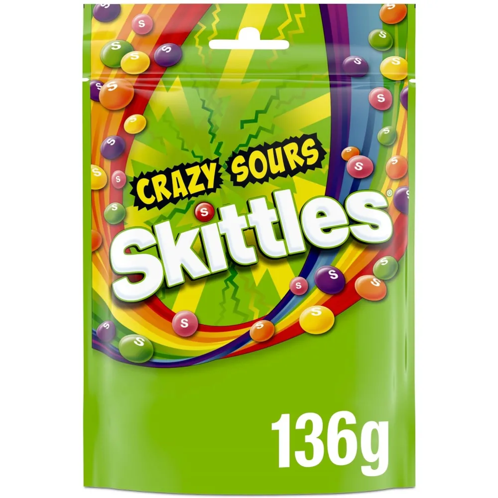 Skittles Crazy Sour Pouch - 174g - Pack of 2 (174g x 2 Pouches)