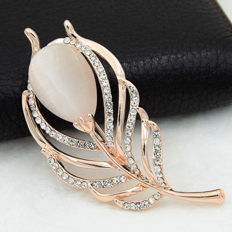 Exquisite Leaves High-grade Opal Clothing Versatile Brooch