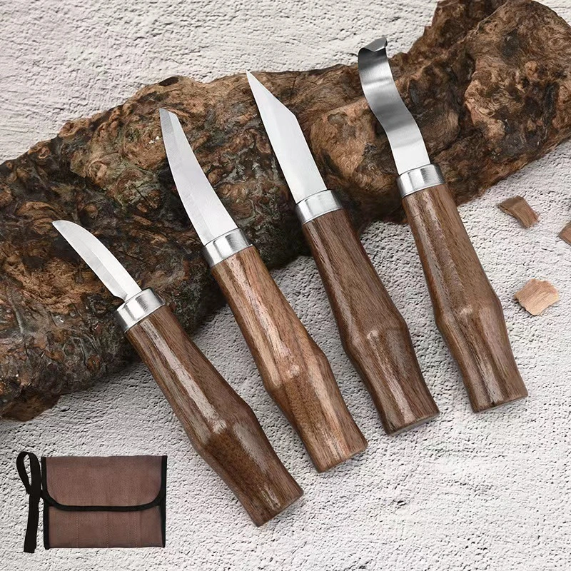 Woodworking Carving Knife Walnut Round Handle