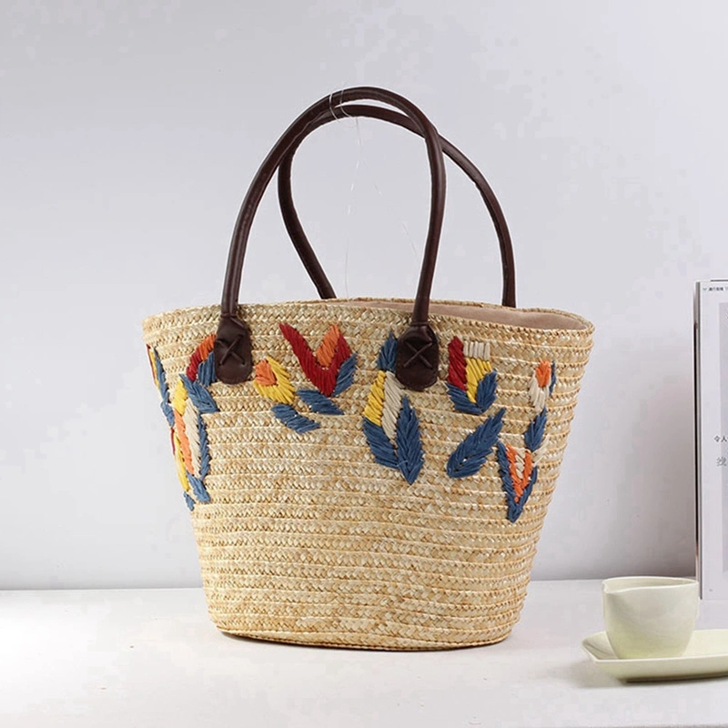 Women's Casual Embroidered Straw Bag