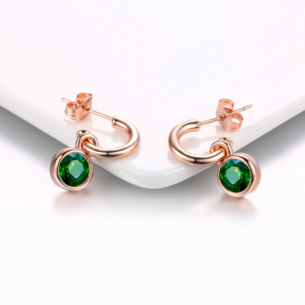 Simple Colorful Zircon Crystal Gold Plated Ear Accessories