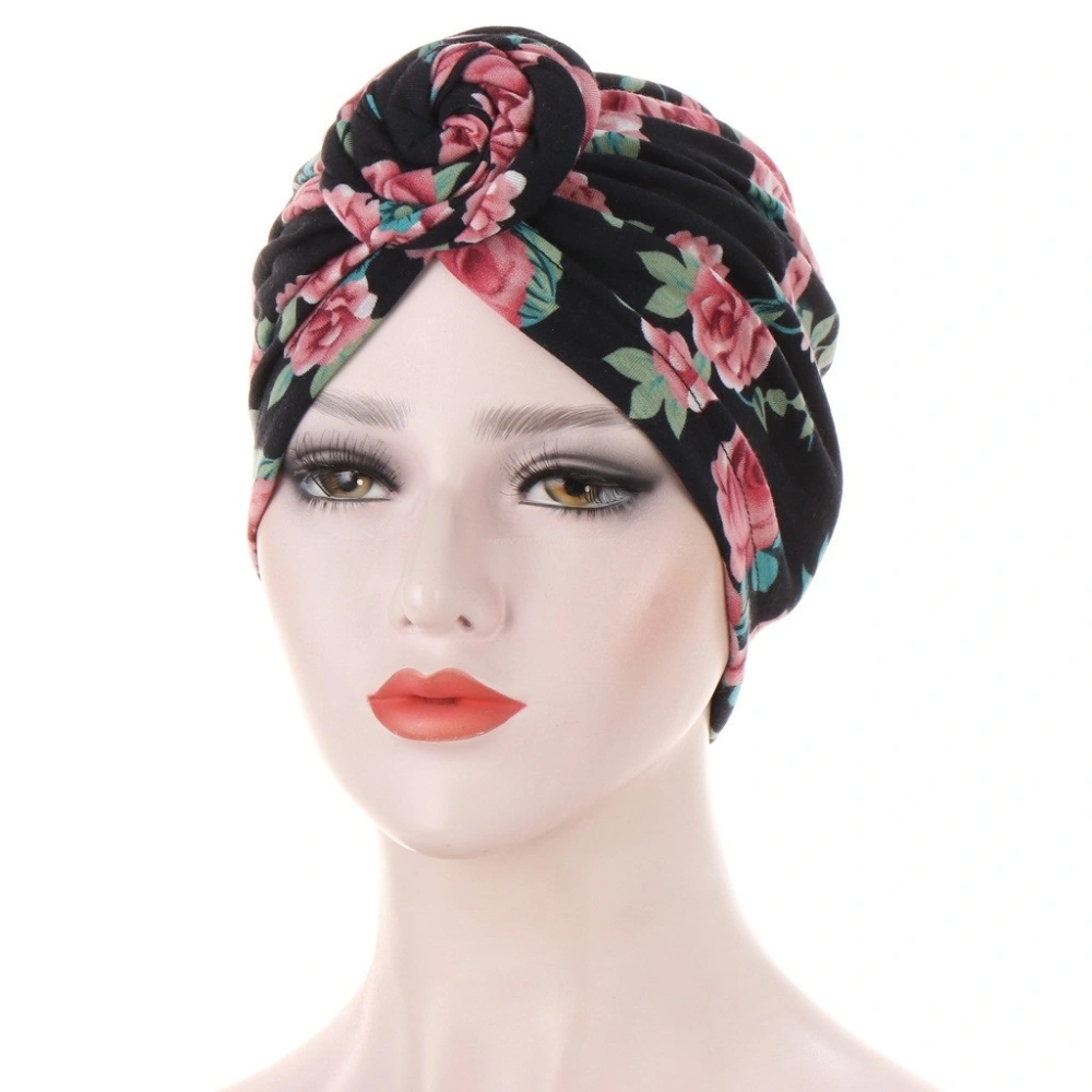 Double-layer Two-color Calico Patchwork Twisted Headband Cap