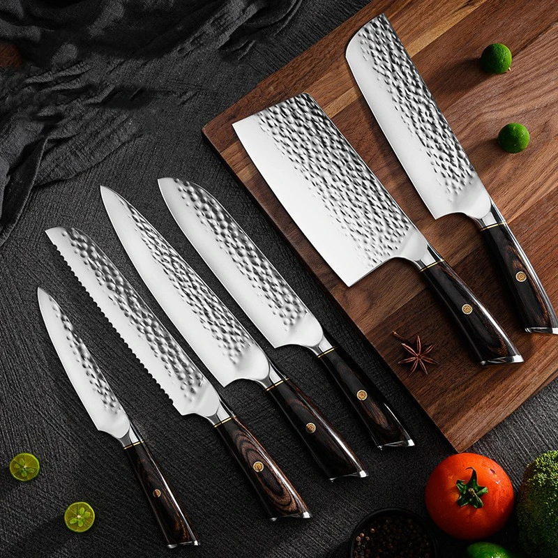 Hammer Pattern Forging Kitchen Knife Household 6-piece