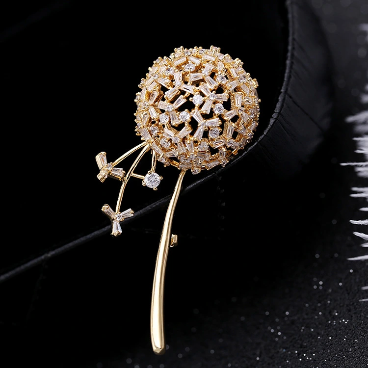 Waist-tight Pin High-grade Zircon Inlaid Elegant Corsage Female Dandelion Brooch