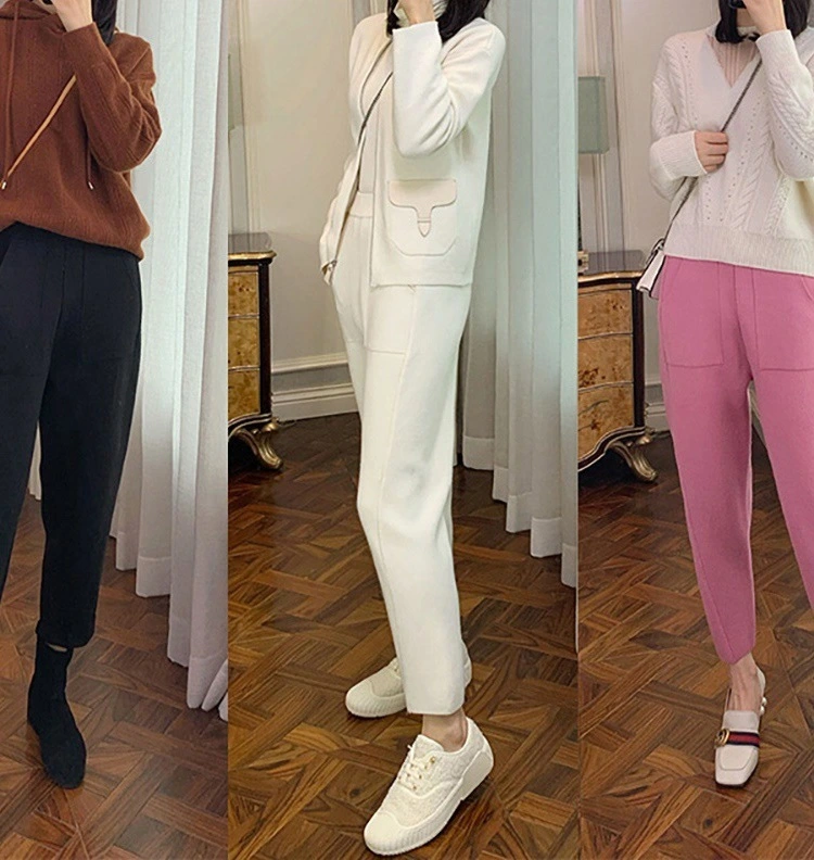 New Spring And Autumn Loose Knitted Straight Leg Trousers