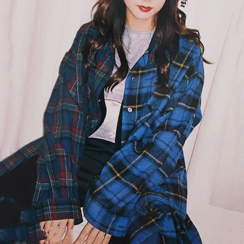 Men's And Women's Fashion Casual Patchwork Plaid Bottoming Shirt