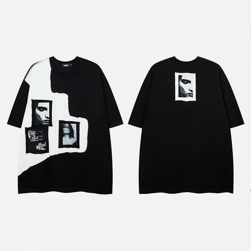 Contrast Large Patch Printed Half Sleeve