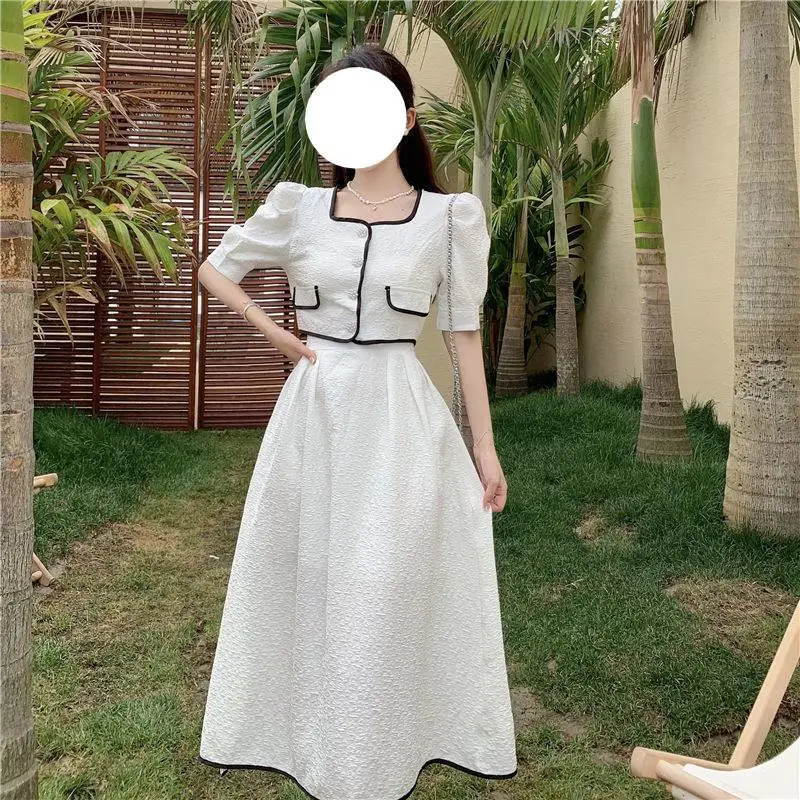 Women's Fashion Puff Sleeve Top Skirt Set
