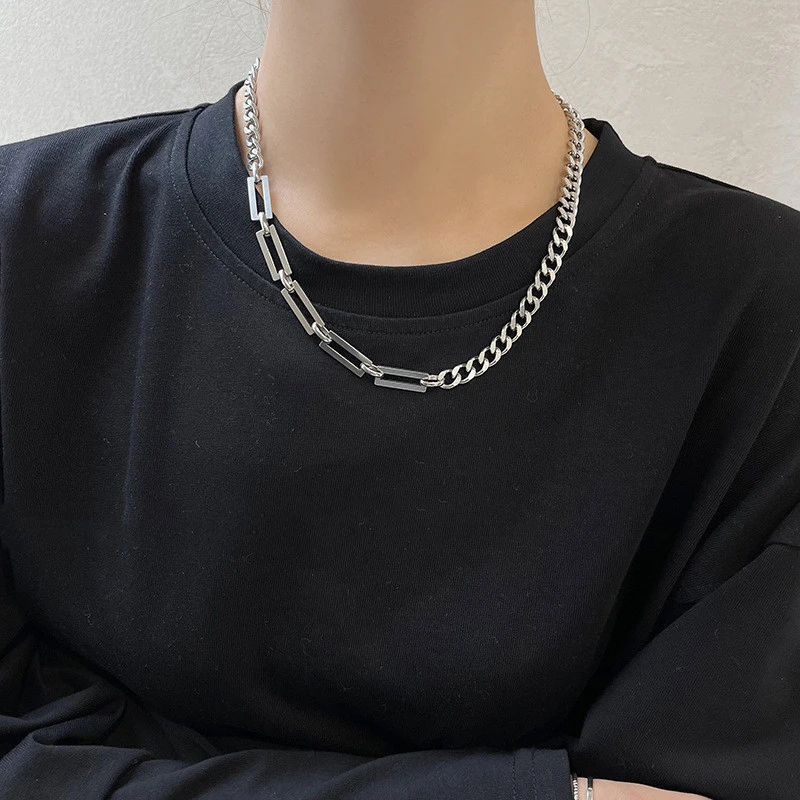 Women's Cuban Titanium Steel Stitching Sweater Necklace