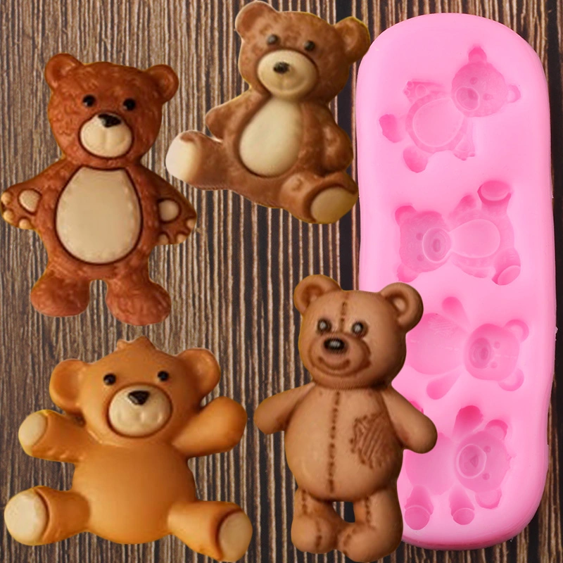 3D Cute Bear Silicone Molds DIY Baby Party Chocolate Fondant