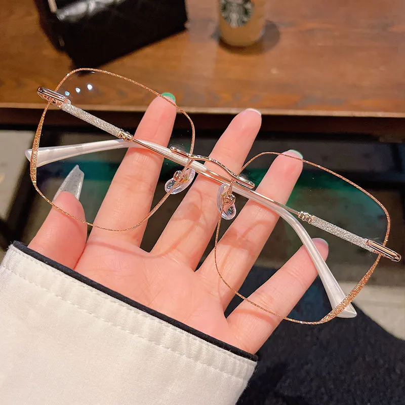 Frameless Glasses Female Myopic Anti Blue-ray Glasses