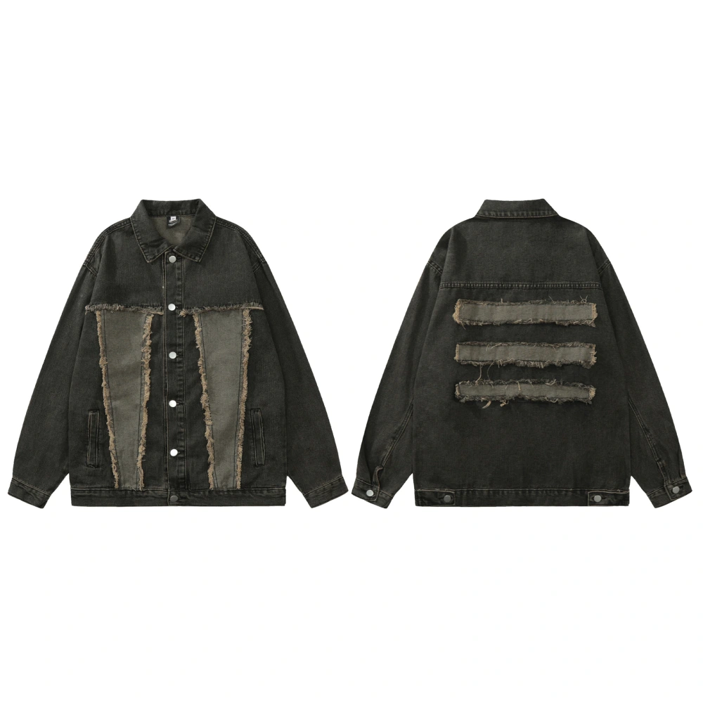 Men's And Women's Fashion Color Blocking Denim Jacket