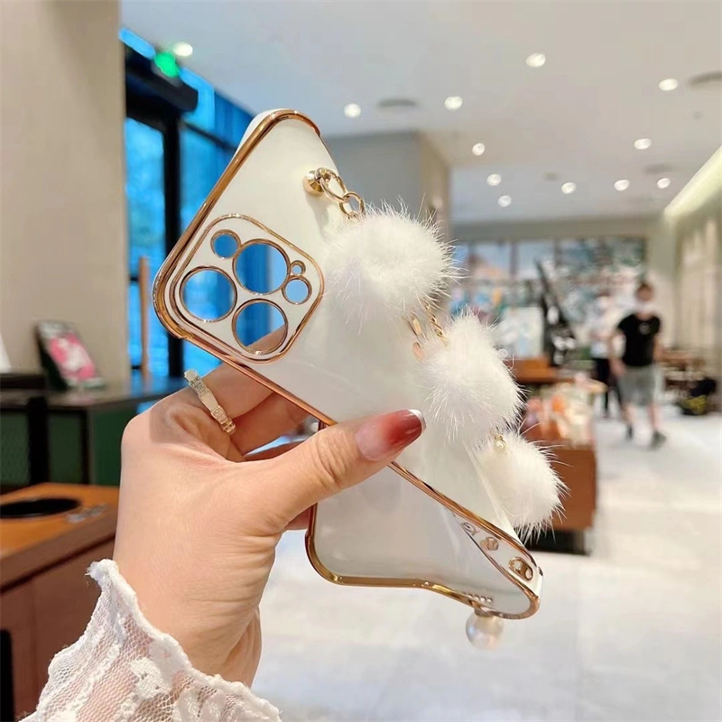 Plush Bracelet Mobile Phone Case Electroplated All-pack Soft Glue