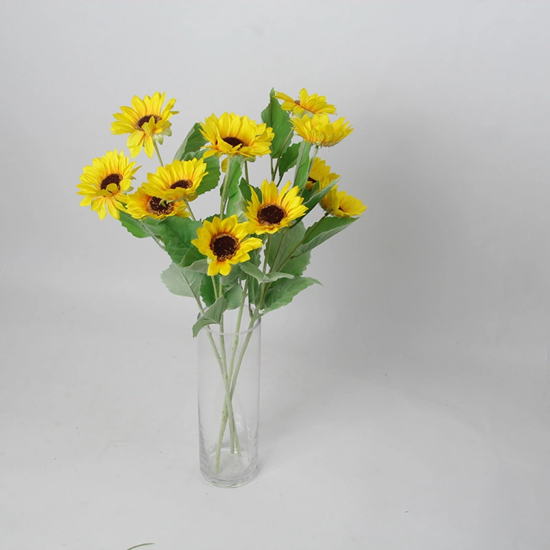 Artificial Flower Three-headed Mini Sunflower Desktop Decorative Crafts