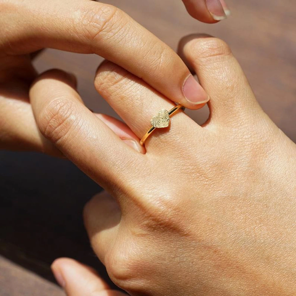 European And American Ornaments With Fingerprint Heart Ring