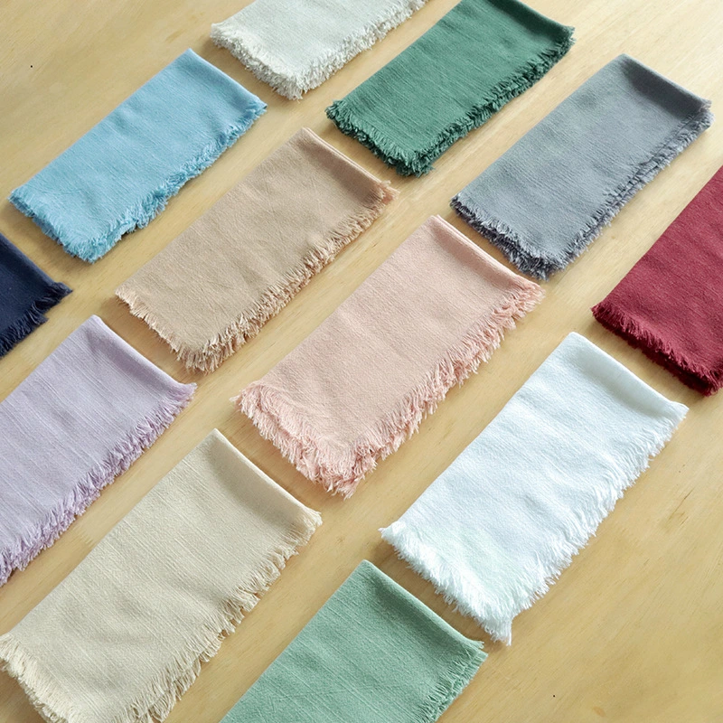 Household Solid Color Tassel Plain Fabric Napkin