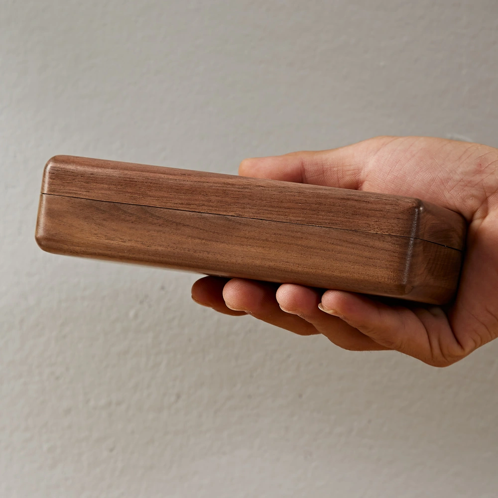 Solid Wood Glasses Case Black Walnut