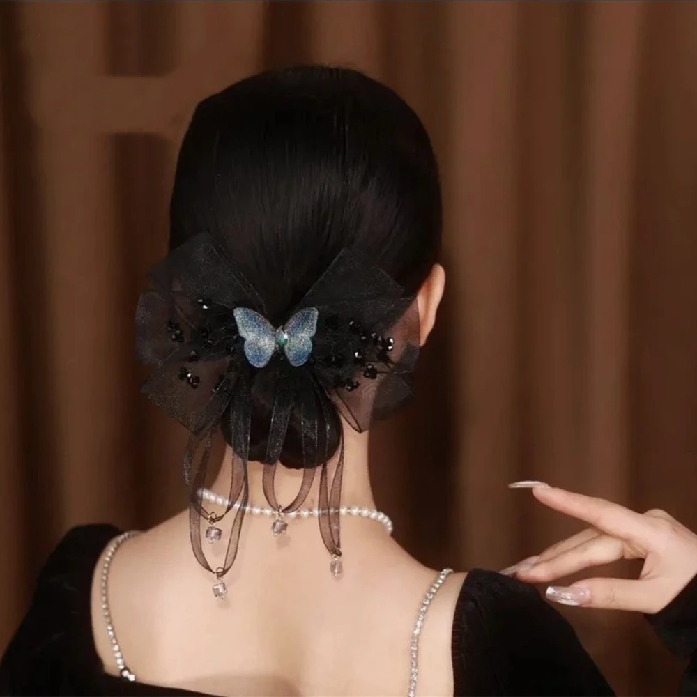 Fabric Hair Accessories Romantic Mesh Embroidered Butterfly Clip