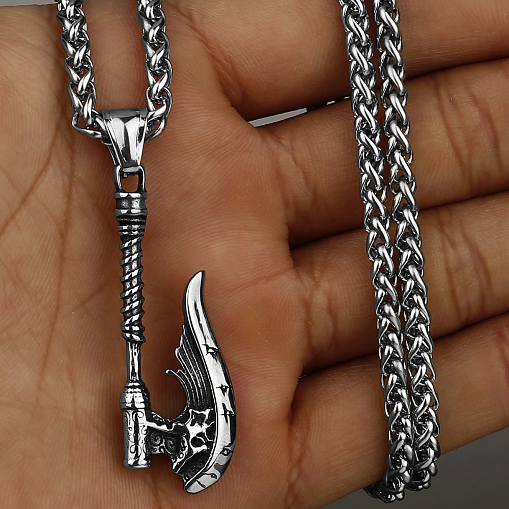 Retro Axe Rune Titanium Steel Pendant Style Men's Fashion Creative Pendant Necklace