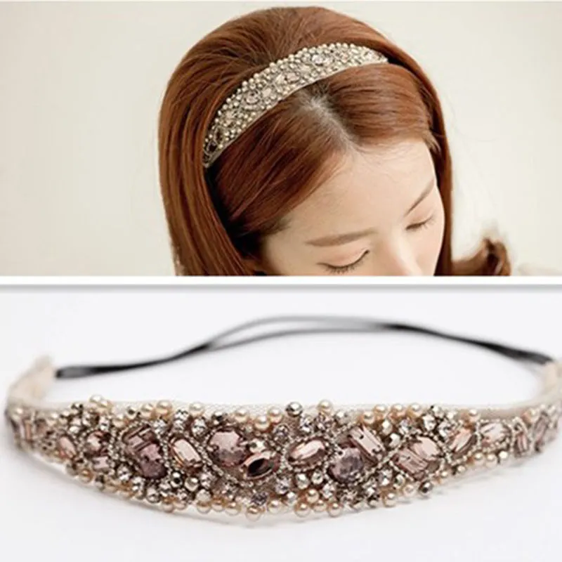 Women's Handmade Pearl With Drill Headband