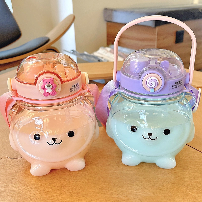 Cute Portable Large Capacity 1000mlPlastic Strap Cup