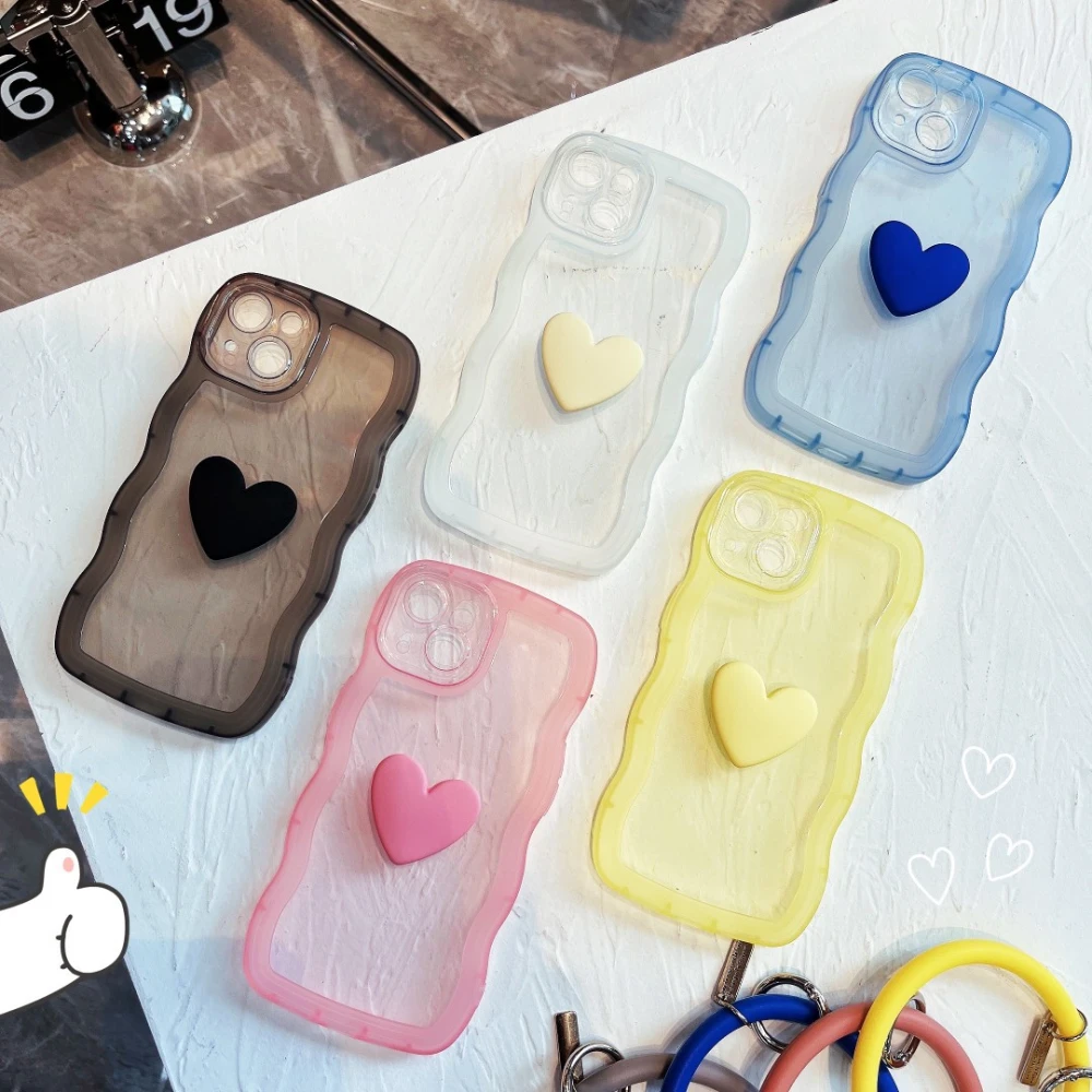 Mobile Phone Case Three-dimensional Love Wave Pattern Anti-fall Protective Cover