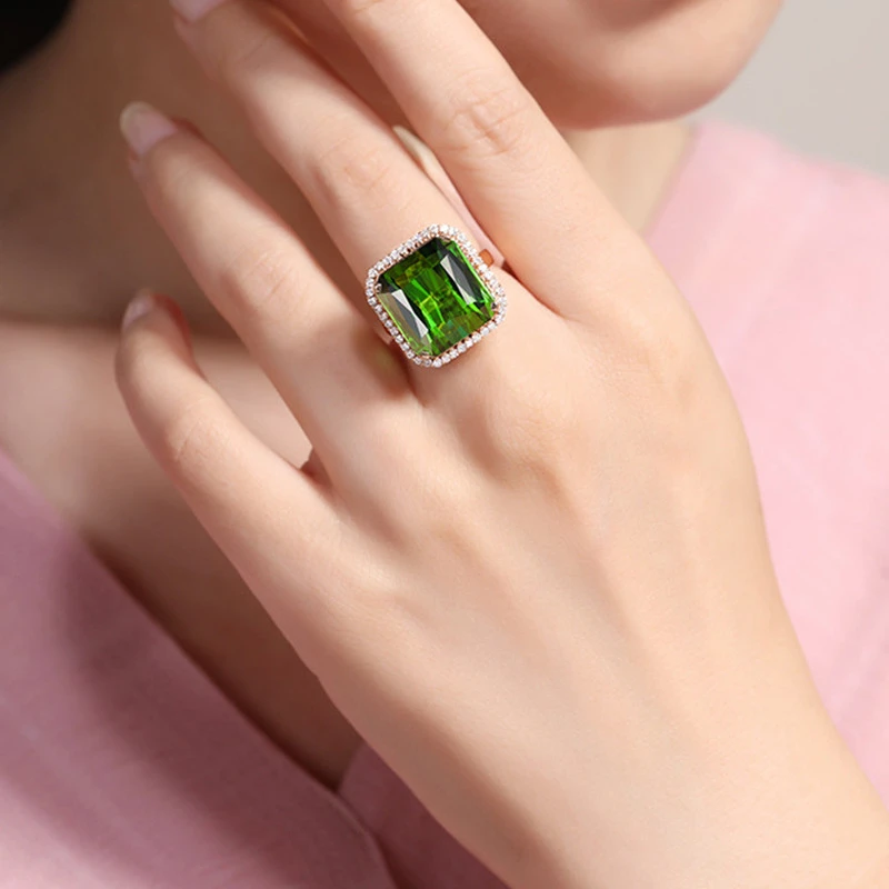 Simulated Emerald Tourmaline Temperament Ring Women