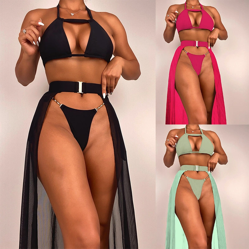 Women's Fashion Casual Solid Color Split Three-piece Suit