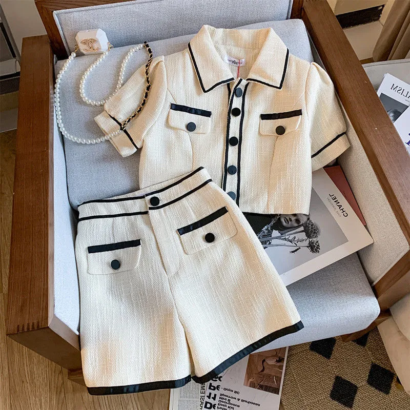 Women's Summer New French  Sleeve Shorts Fashion Suit