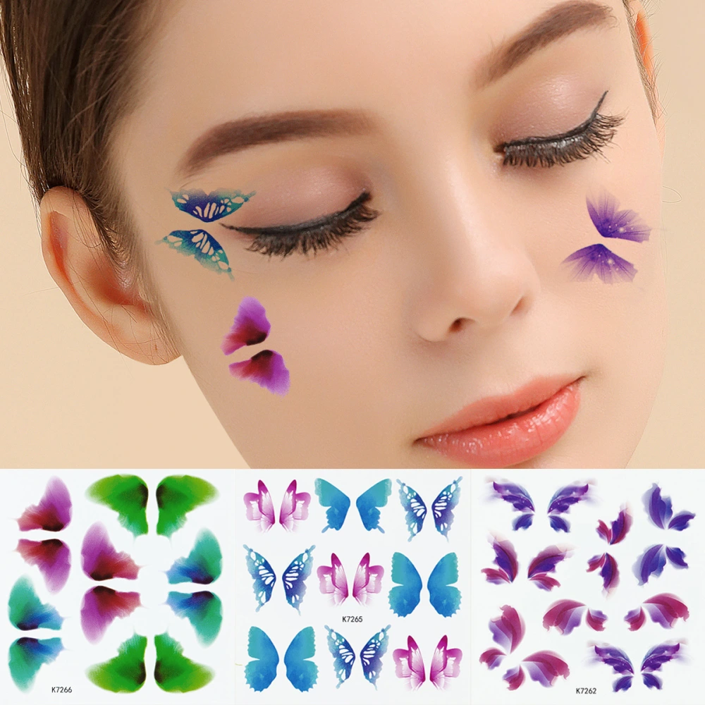 Watercolor Butterfly Tattoo Stick 2D Color Hand Back Chest Sticker