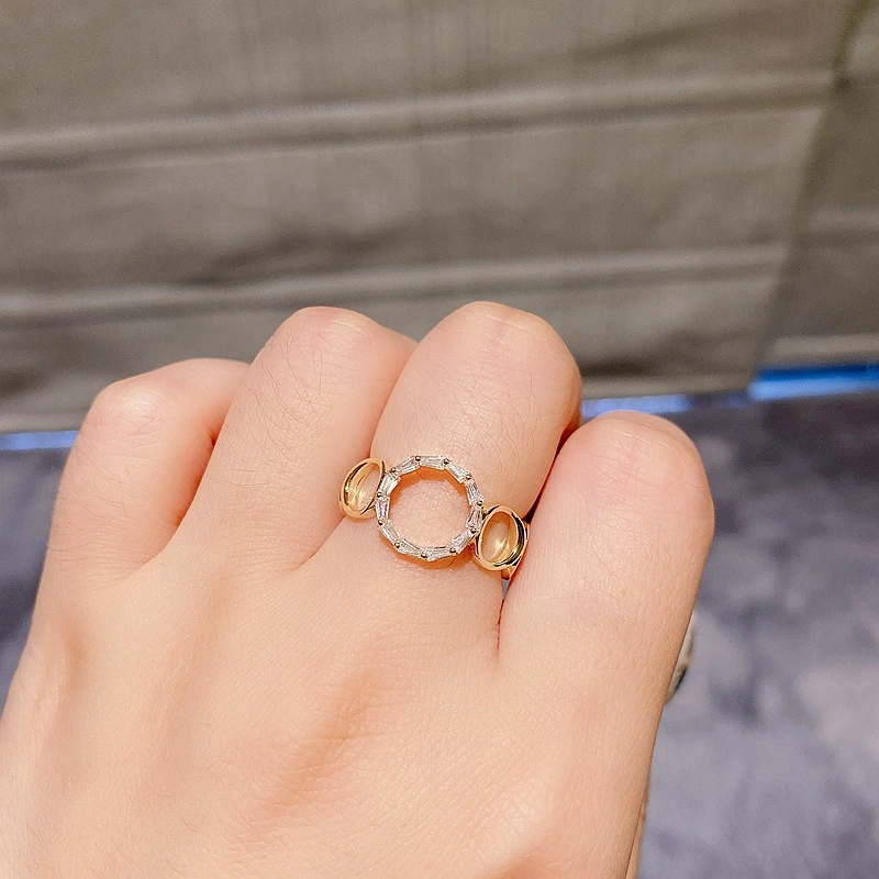 Fashion INS Style Simple Personality Circle Zircon Ring Adjustable