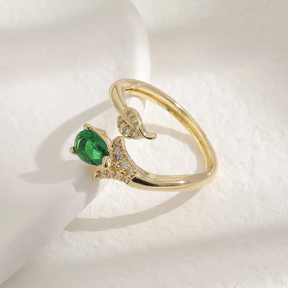Copper Plated Real Gold Inlaid Zircon Ring Ins Cool Wind Ring Fashionable And Lovely