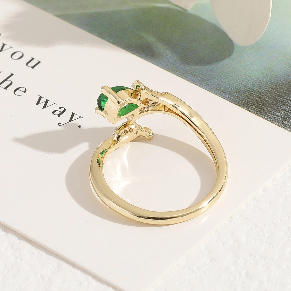 Copper Plated Real Gold Inlaid Zircon Ring Ins Cool Wind Ring Fashionable And Lovely