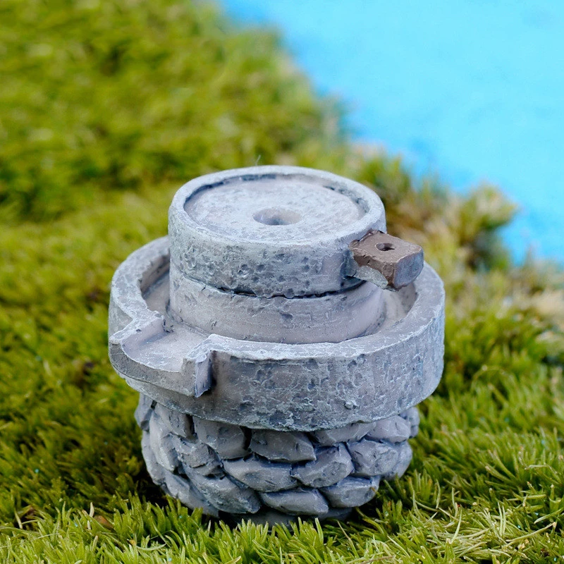 Creative Moss Micro Landscape Simulation Stone Mill Decorative Ornaments