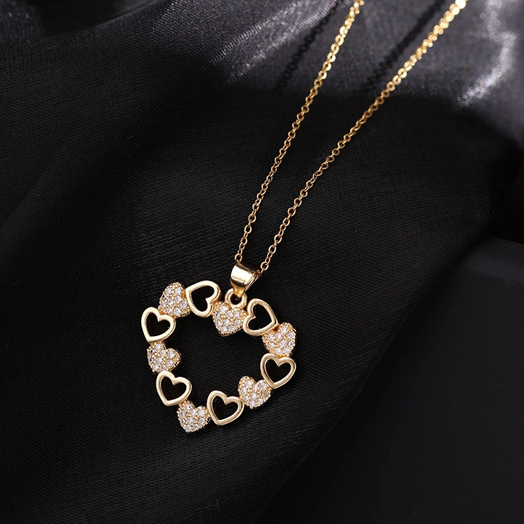 Fashion Vintage French Necklace Real Gold Plating Hollow Pendant Sweater Chain