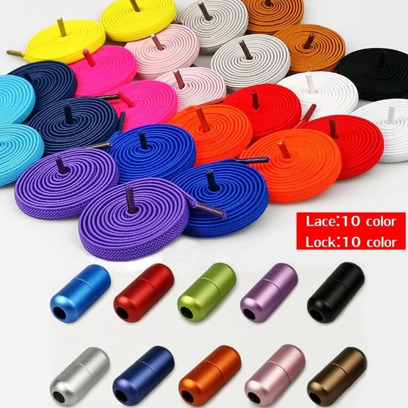1Pair New Flat Elastic Locking Shoelace No Tie Shoelaces Spe